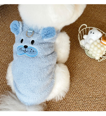 Winter New Ins Style fleece-lined Warm Pet Dog Cat Clothes Teddy Bixiong VIP Cartoon Embroidered Vest