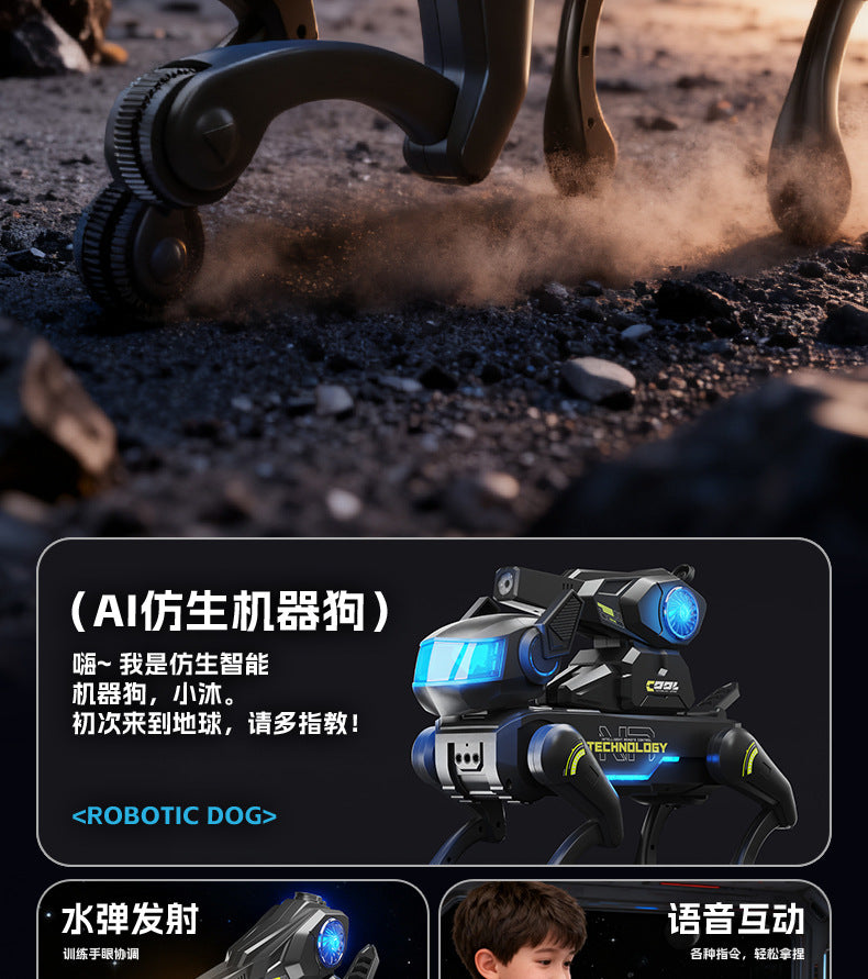 Remote Control Ai Smart Toy Robot Dog Children's Water Bomb Mechanical Dog Toy Companion Interactive Programming Birthday Gift