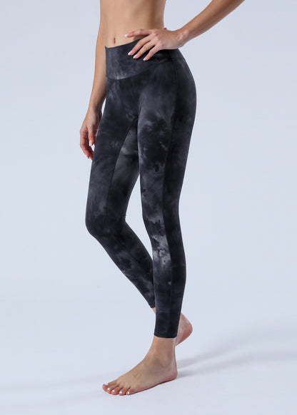 2023 Spring and Summer New Naked Yoga Pants Women's No Embarrassment Line High Waist Hip-lift Tie-dye Yoga Fitness Cropped Pants