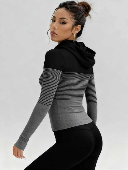 1Pcs Seamless Women's Sports Tight Jacket Jacket Zipper Hooded Sports Cycling and Other Sports Scenes