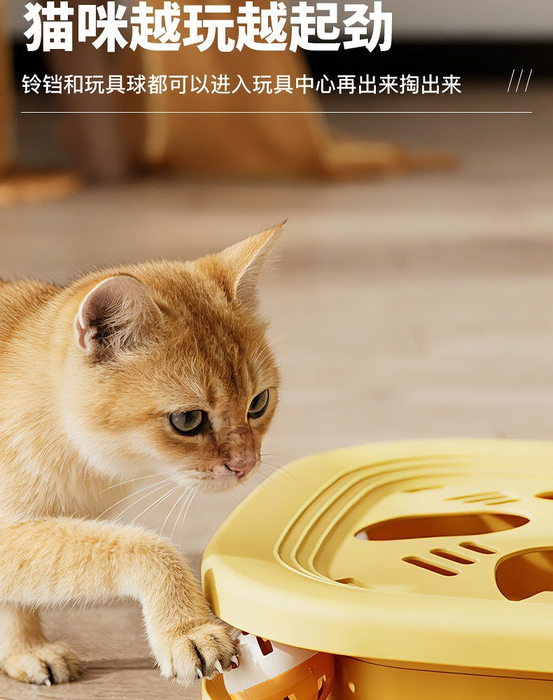Cat Toy Interactive Play Tray Self-Entertainment Boredom-Relief Cat Toy Feather Bell Cat Teaser Stick Pet Educational Toy