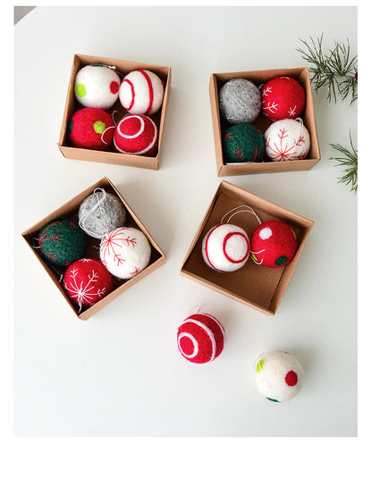 Nuchi Cross-Border Christmas Decorations Wool Felt Christmas Balls Snowflake Christmas Balls Christmas Tree Decoration Balls Hanging