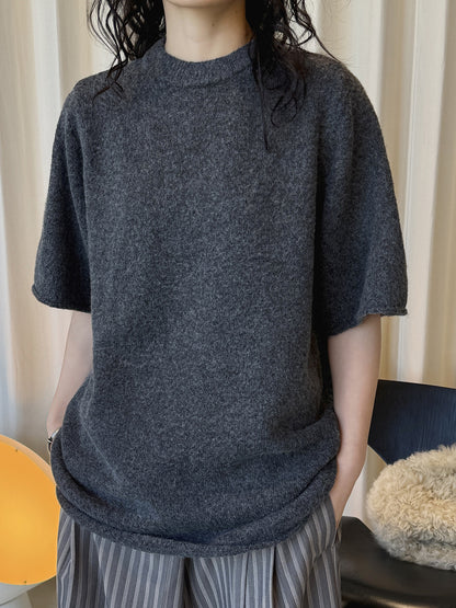Louvre Early Spring New Korean Style Simple Round Neck Knitted Slightly Curled Sweater Soft and Comfortable Casual Top for Women