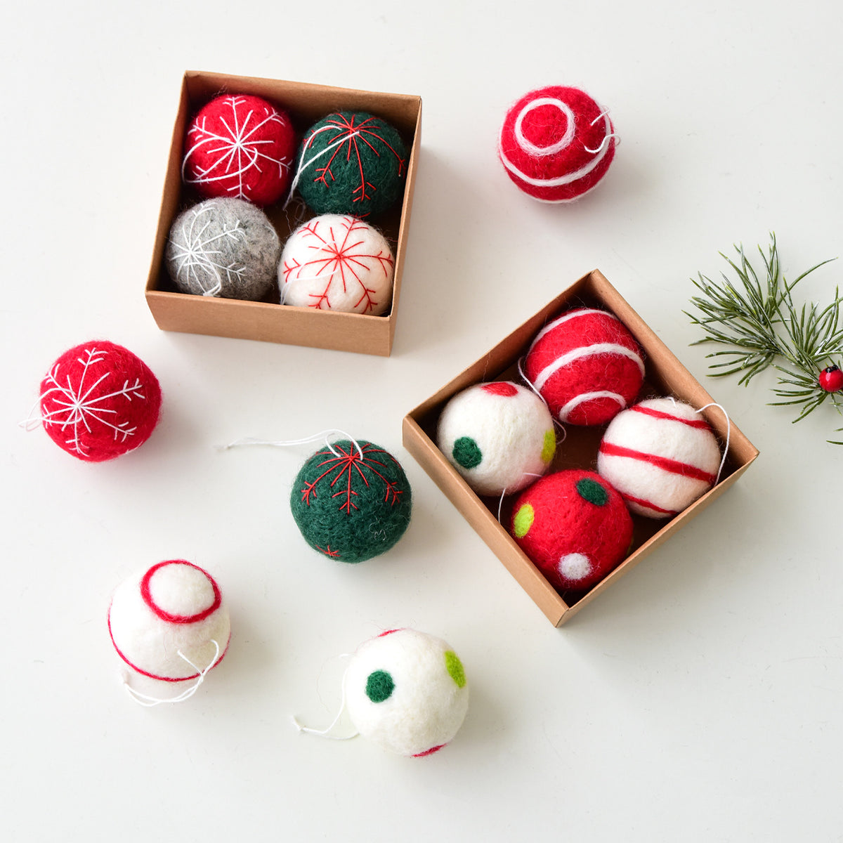 Nuchi Cross-Border Christmas Decorations Wool Felt Christmas Balls Snowflake Christmas Balls Christmas Tree Decoration Balls Hanging