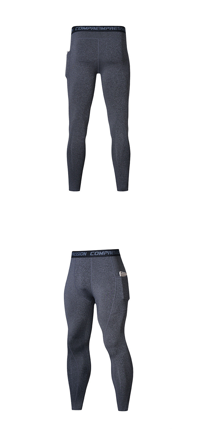 Patch Pocket Tight Pants Warm Fitness Pants Men's Quick-Drying Breathable Compression Pants Outdoor Cycling Running Leggings Sports Pants