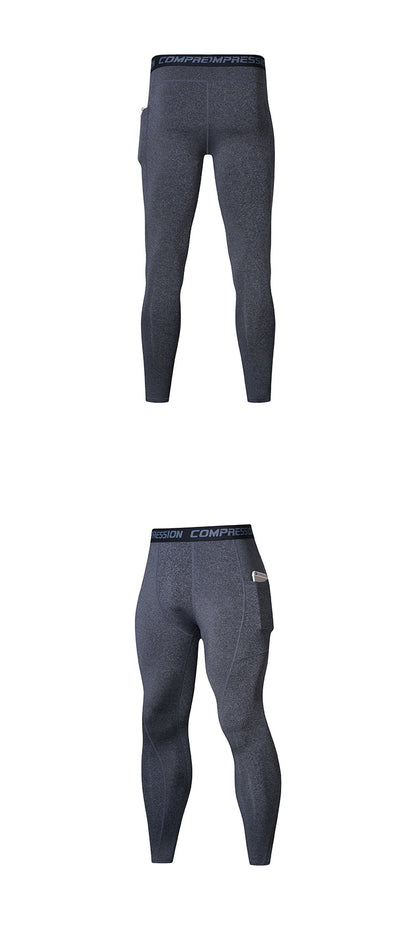 Patch Pocket Tight Pants Warm Fitness Pants Men's Quick-Drying Breathable Compression Pants Outdoor Cycling Running Leggings Sports Pants