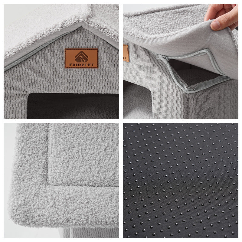 Cross-Border Winter Cat Nest, Detachable and Washable, Warm and Thickened Enclosed House Nest, Suitable for Kittens and Small Dogs