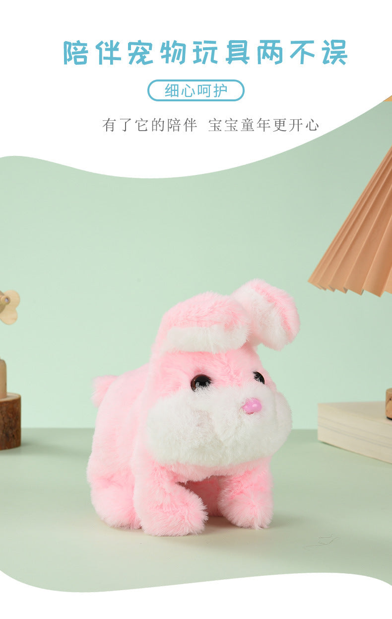 1 Electric Stuffed Rabbit Simulation Pet Can Walk, Bark, Moving Mouth and Shaking Ears Big Cute Rabbit Pet Toy