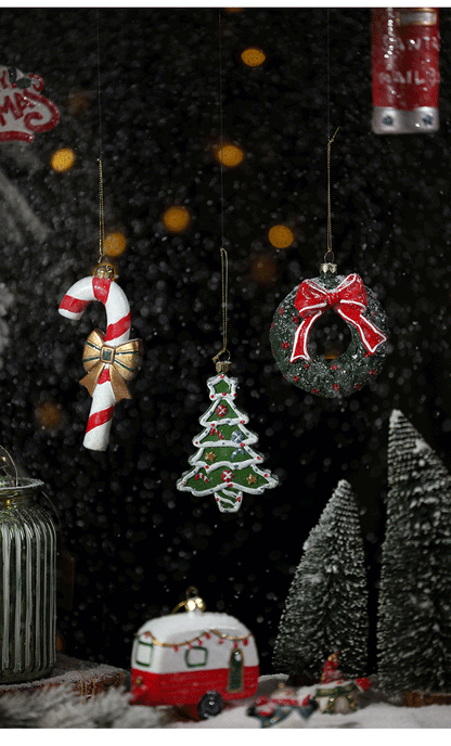 Christmas decoration small pendant gingerbread man plate House crutch car pendant Christmas tree Christmas wreath pendant