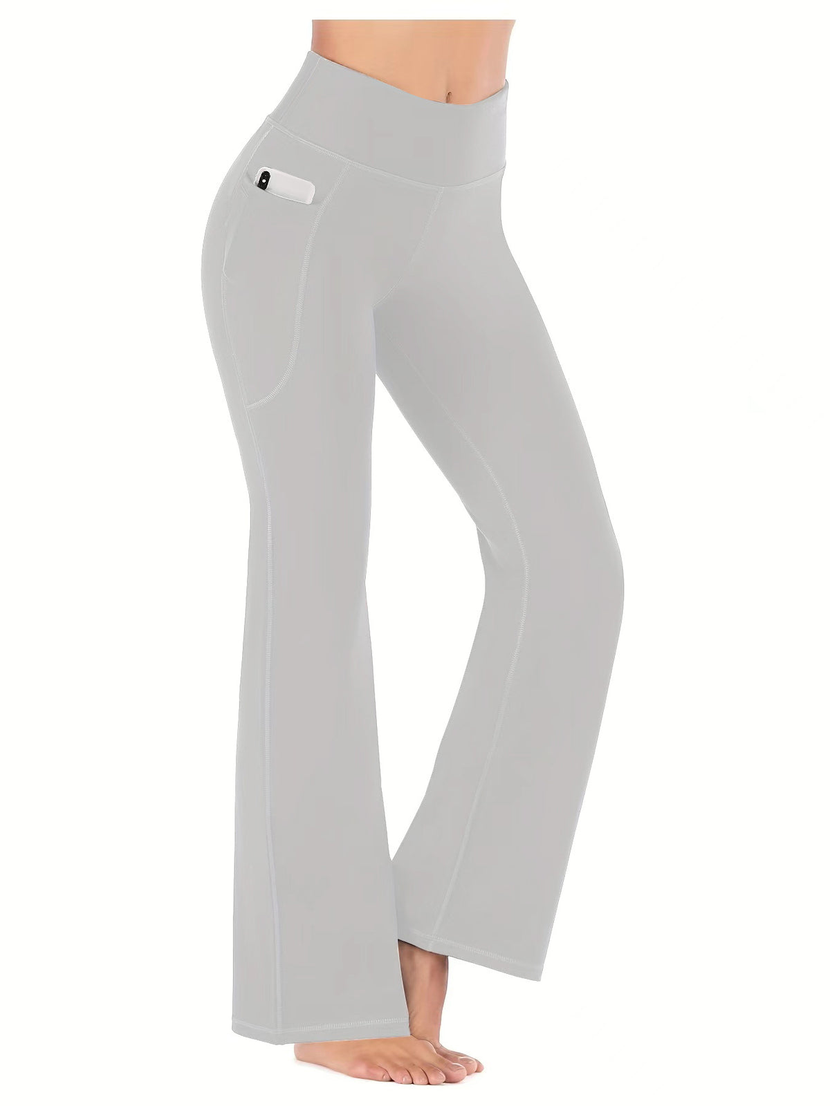 Popular cross-border Amazon yoga pants European and American high waist pocket flared wide leg sexy running pants women's hip lifting wicking
