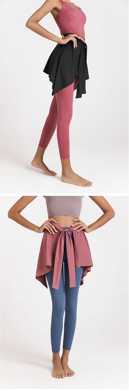 Yoga Hip Covering Skirt Sports Fart Covering Curtain Quick-drying Fitness Skirt Shawl Running Lace-up Anti-light Skirt