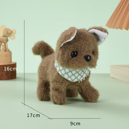 Electric plush puppy can walk, bark, nod, wag tail, erect ear scarf dog electronic pet children's toy