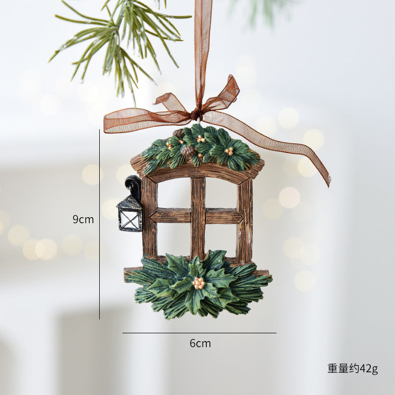 Nuchi Cross-Border Retro Resin Christmas Tree Ornaments Christmas Decoration Wreath Hanging Decorations Christmas Decoration Gifts