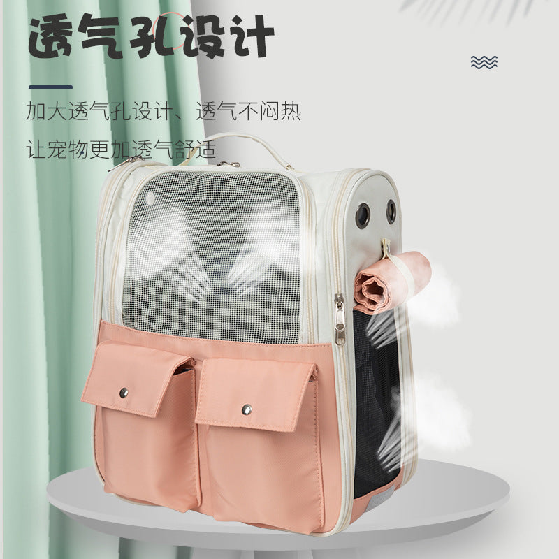 Pet Backpack, Portable Backpack for Outings, Cat Pet Bag, Large Capacity Space Capsule, Portable Canvas, Breathable and Comfortable