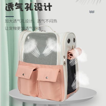 Pet Backpack, Portable Backpack for Outings, Cat Pet Bag, Large Capacity Space Capsule, Portable Canvas, Breathable and Comfortable