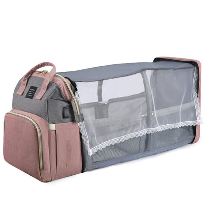 Cross-border Mummy Bag Anti-mosquito Multifunctional Folding Crib Back Milk Bag Travel Large Capacity Dry and Wet Separation Maternal and Baby Bag