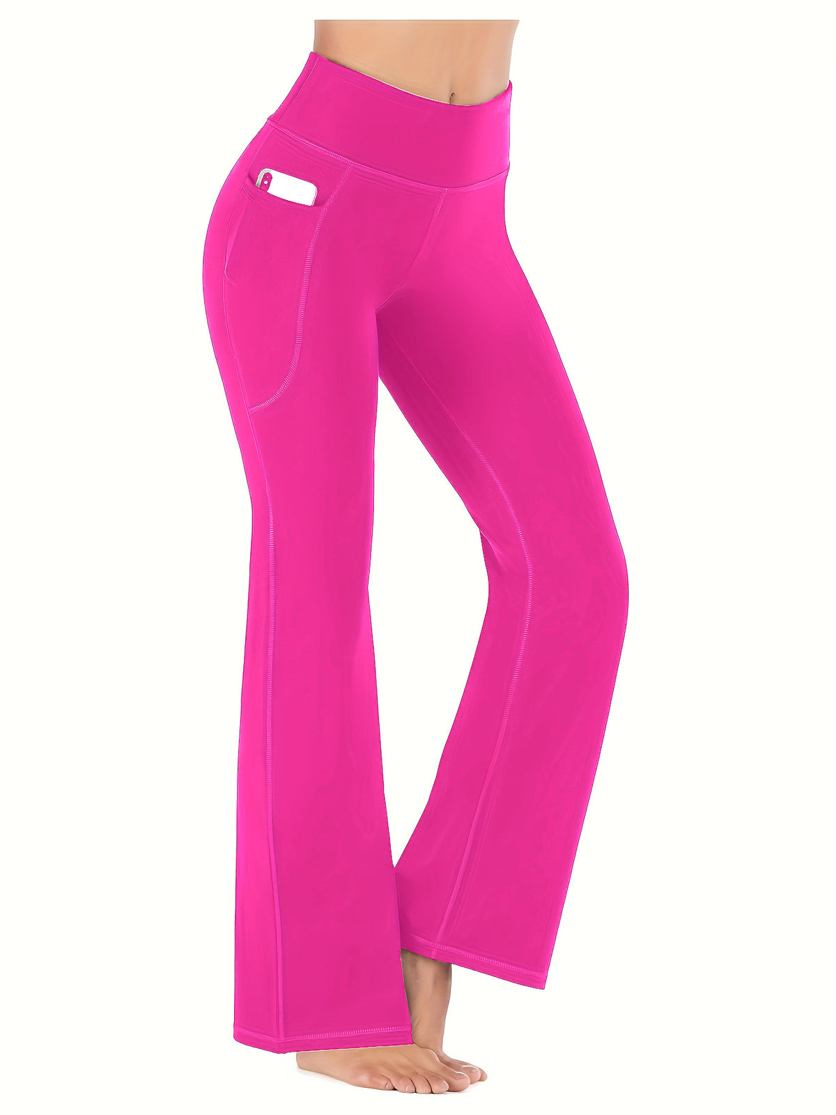 Popular cross-border Amazon yoga pants European and American high waist pocket flared wide leg sexy running pants women's hip lifting wicking