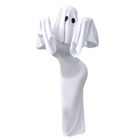 Halloween New Ghost Mother Cos Dress Lady Apricot Same Style Sexy Backless dress Stage Performance Dress for Women