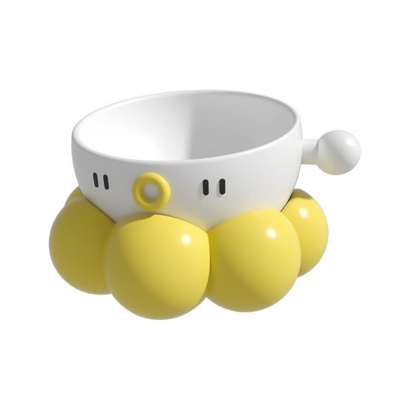 Ceramic Pet Bowl, Universal Non-Slip Cat and Dog Food Bowl, Neck Guard, Slanted Mouth Bowl, Detachable, Deepened, Anti-Splash Water Bowl Set
