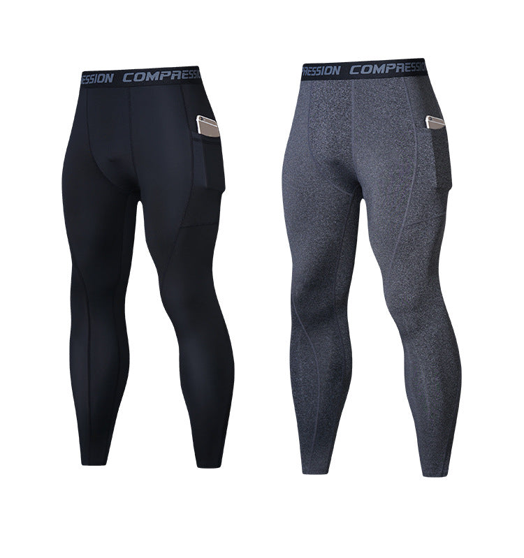 Patch Pocket Tight Pants Warm Fitness Pants Men's Quick-Drying Breathable Compression Pants Outdoor Cycling Running Leggings Sports Pants