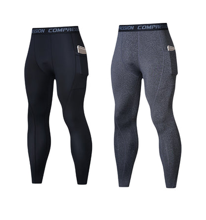 Patch Pocket Tight Pants Warm Fitness Pants Men's Quick-Drying Breathable Compression Pants Outdoor Cycling Running Leggings Sports Pants