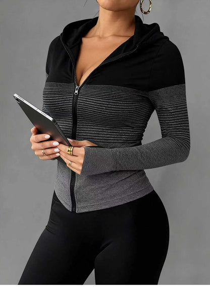 1Pcs Seamless Women's Sports Tight Jacket Jacket Zipper Hooded Sports Cycling and Other Sports Scenes