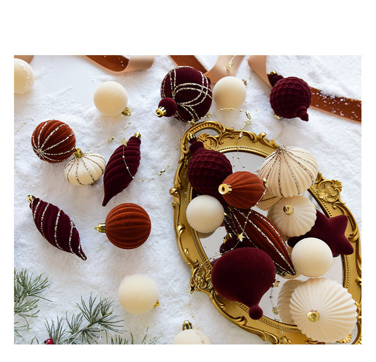 NUCHI cross-border Christmas decorations Christmas ball flocking ball Christmas ball Christmas ball Christmas tree decoration pendant