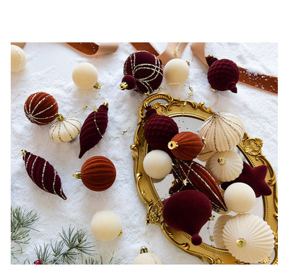 NUCHI cross-border Christmas decorations Christmas ball flocking ball Christmas ball Christmas ball Christmas tree decoration pendant
