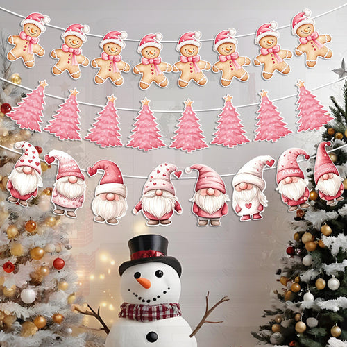 Amazon New Product Party Supplies Christmas Flag Set Christmas Garland Banner Venue Decoration
