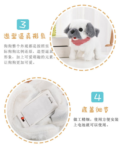 1 Electric Stuffed Toy Dog Simulation Dog Can Walk Bark and Rock Tail Street Stall Pet Toy Night Market Wholesale