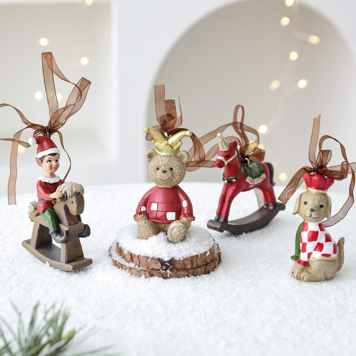 Nuchi Cross-Border Retro Resin Christmas Tree Ornaments Christmas Decoration Wreath Hanging Decorations Christmas Decoration Gifts
