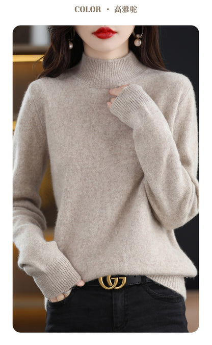 Autumn and Winter New Sweater Women's Half-turtleneck Long-sleeved Women's Top Loose Slimming All-match Sweater Pullover Sweater