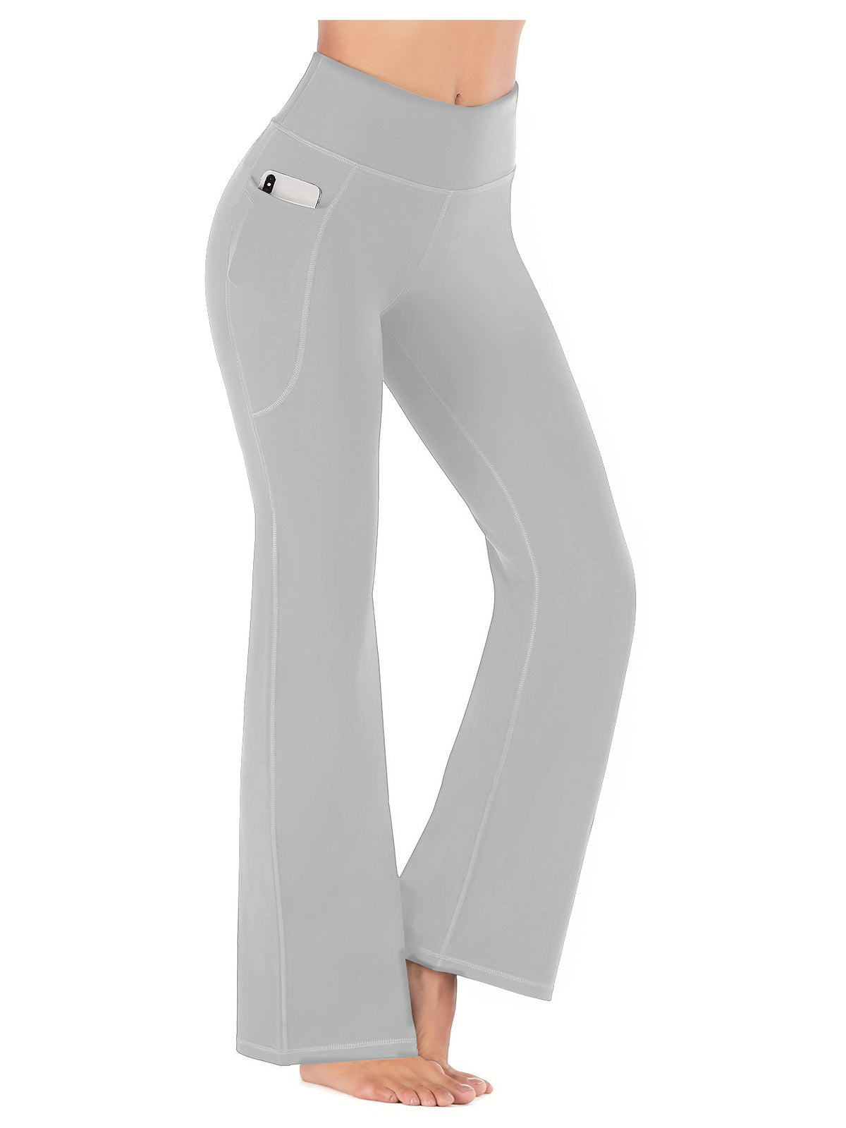 Popular cross-border Amazon yoga pants European and American high waist pocket flared wide leg sexy running pants women's hip lifting wicking
