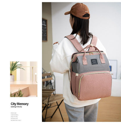 Cross-border Mummy Bag Anti-mosquito Multifunctional Folding Crib Back Milk Bag Travel Large Capacity Dry and Wet Separation Maternal and Baby Bag