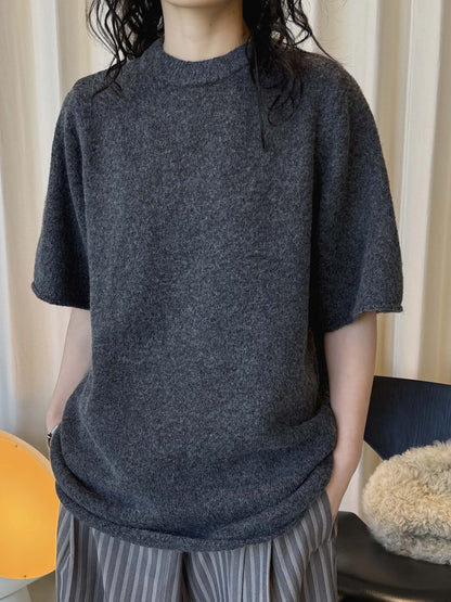 Louvre Early Spring New Korean Style Simple Round Neck Knitted Slightly Curled Sweater Soft and Comfortable Casual Top for Women