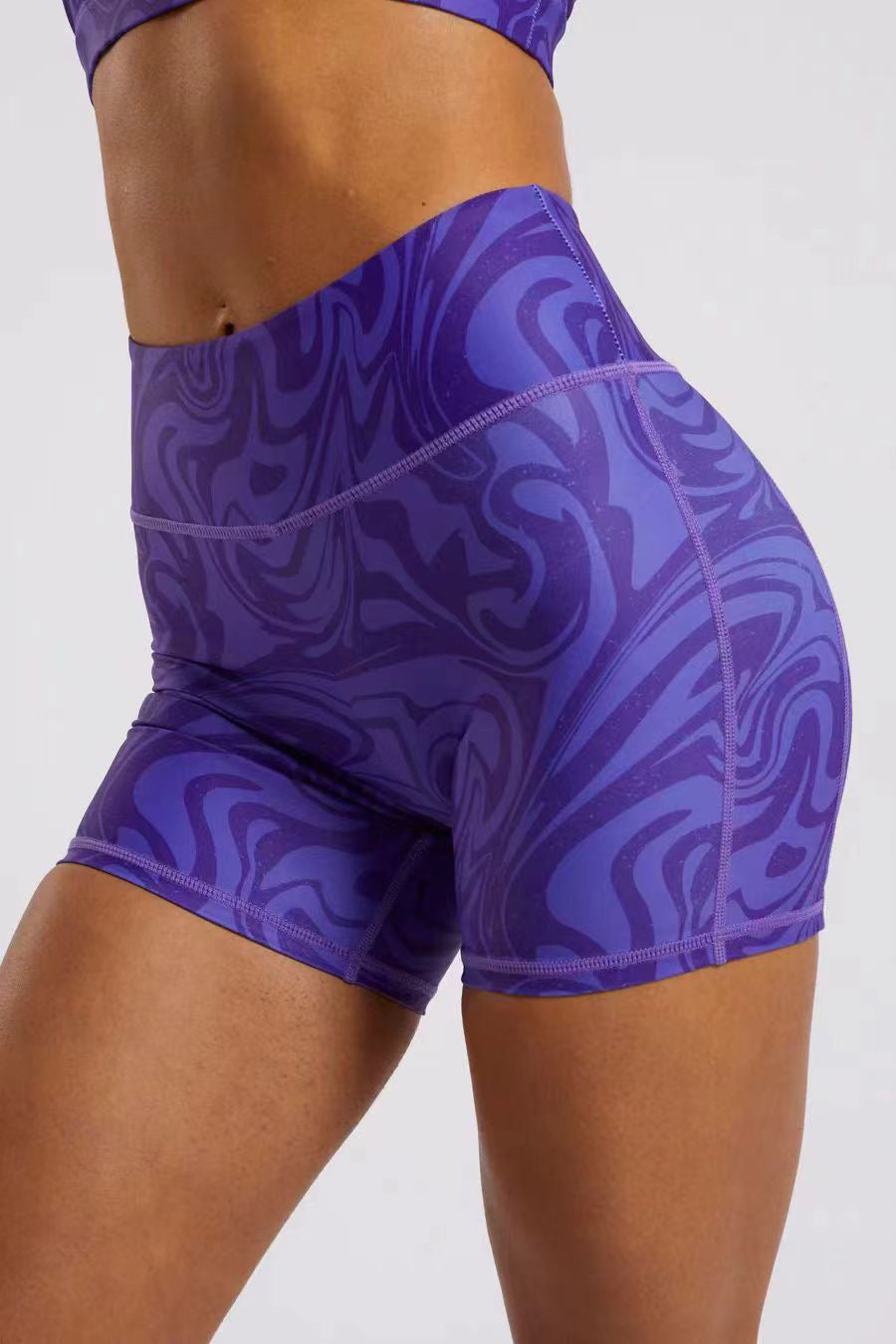 New Cross-Border European and American Fashion Cartoon Printed Shorts High Waist Hip Lifting Sports Fitness Running Yoga Three-Quarter Pants for Women