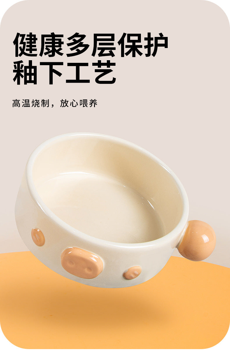 Leyoupai cat bowl ceramic neck protection Pet Bowl cat dog drinking double bowl anti-knock dog bowl Cat Basin pet tableware