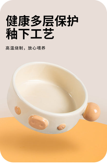 Leyoupai cat bowl ceramic neck protection Pet Bowl cat dog drinking double bowl anti-knock dog bowl Cat Basin pet tableware