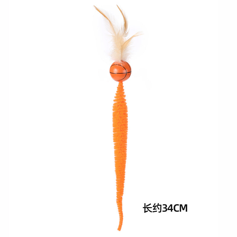 Cat Toy Camphor Wood Pet Debug Ball Feather Fun Cat Stick Caterpillar Self Hi Cat Toy Pet Toy