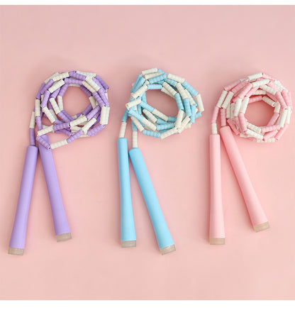 Children's Bamboo Skipping Rope Soft Beads Kindergarten Beginners Knot-Free Adjustable Skipping Rope High-Value Sports Goods Wholesale