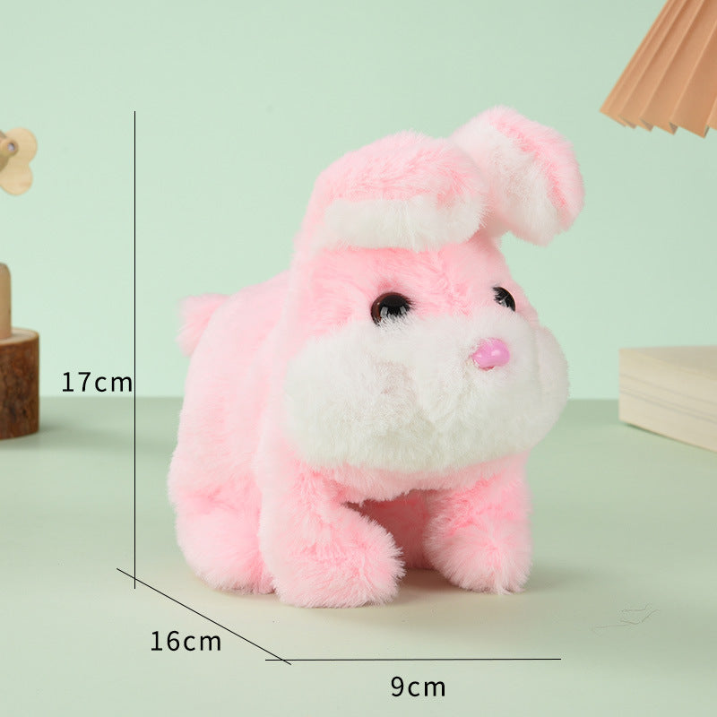1 Electric Stuffed Rabbit Simulation Pet Can Walk, Bark, Moving Mouth and Shaking Ears Big Cute Rabbit Pet Toy