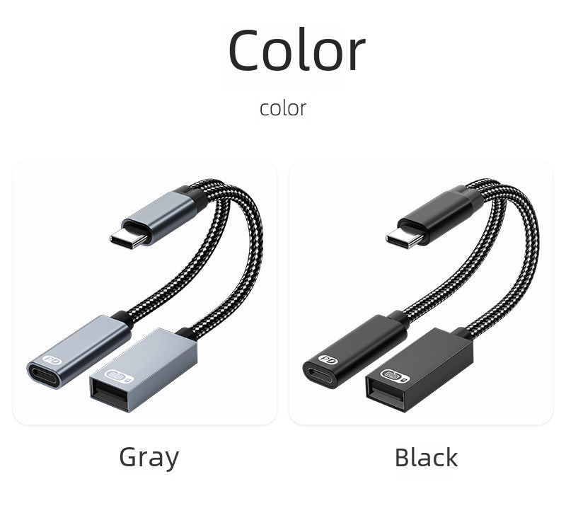 Cross-Border Two-In-One Multi-Function Adapter 60W Fast Charging Type-C to USB Otg Adapter Suitable for Apple 16