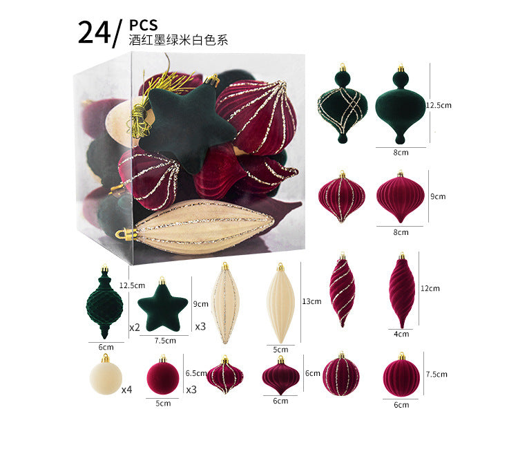 NUCHI cross-border Christmas decorations Christmas ball flocking ball Christmas ball Christmas ball Christmas tree decoration pendant
