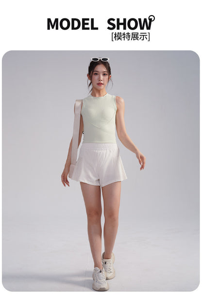 Loose Sports Shorts Summer High-Waisted Anti-Exposure Breathable Running Outdoor Pilates Yoga Three-Point Pants Thin Style