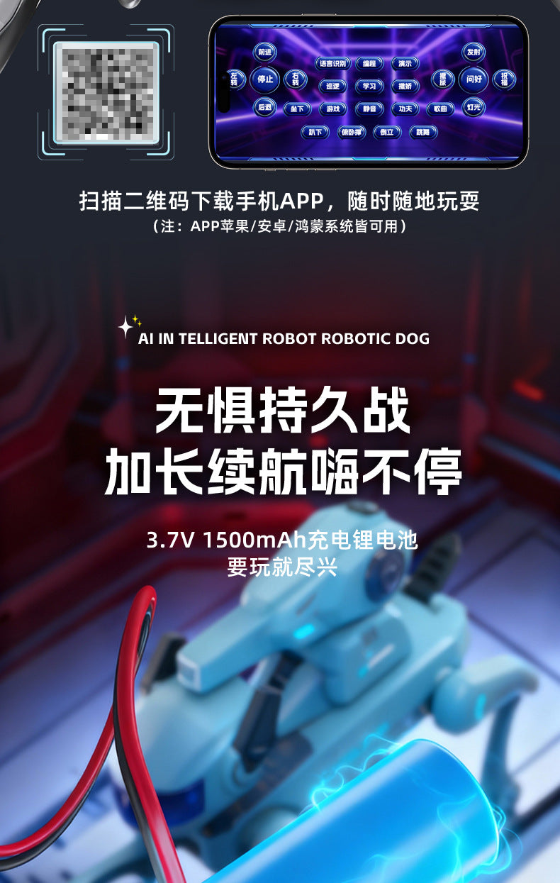 Remote Control Ai Smart Toy Robot Dog Children's Water Bomb Mechanical Dog Toy Companion Interactive Programming Birthday Gift