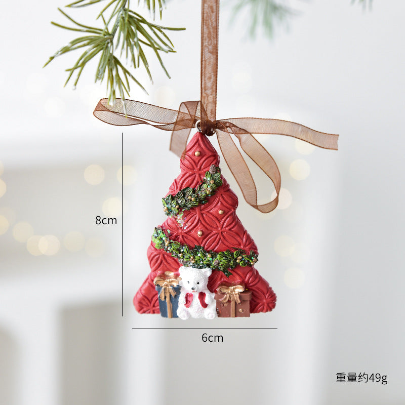 Nuchi Cross-Border Retro Resin Christmas Tree Ornaments Christmas Decoration Wreath Hanging Decorations Christmas Decoration Gifts