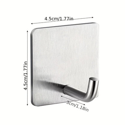 8pcs Stainless Steel Small Hooks, No Drilling, Wall Mounted, Kitchen, Bathroom, Office Key Hooks Wall Hook Adhesive Wall Hooks