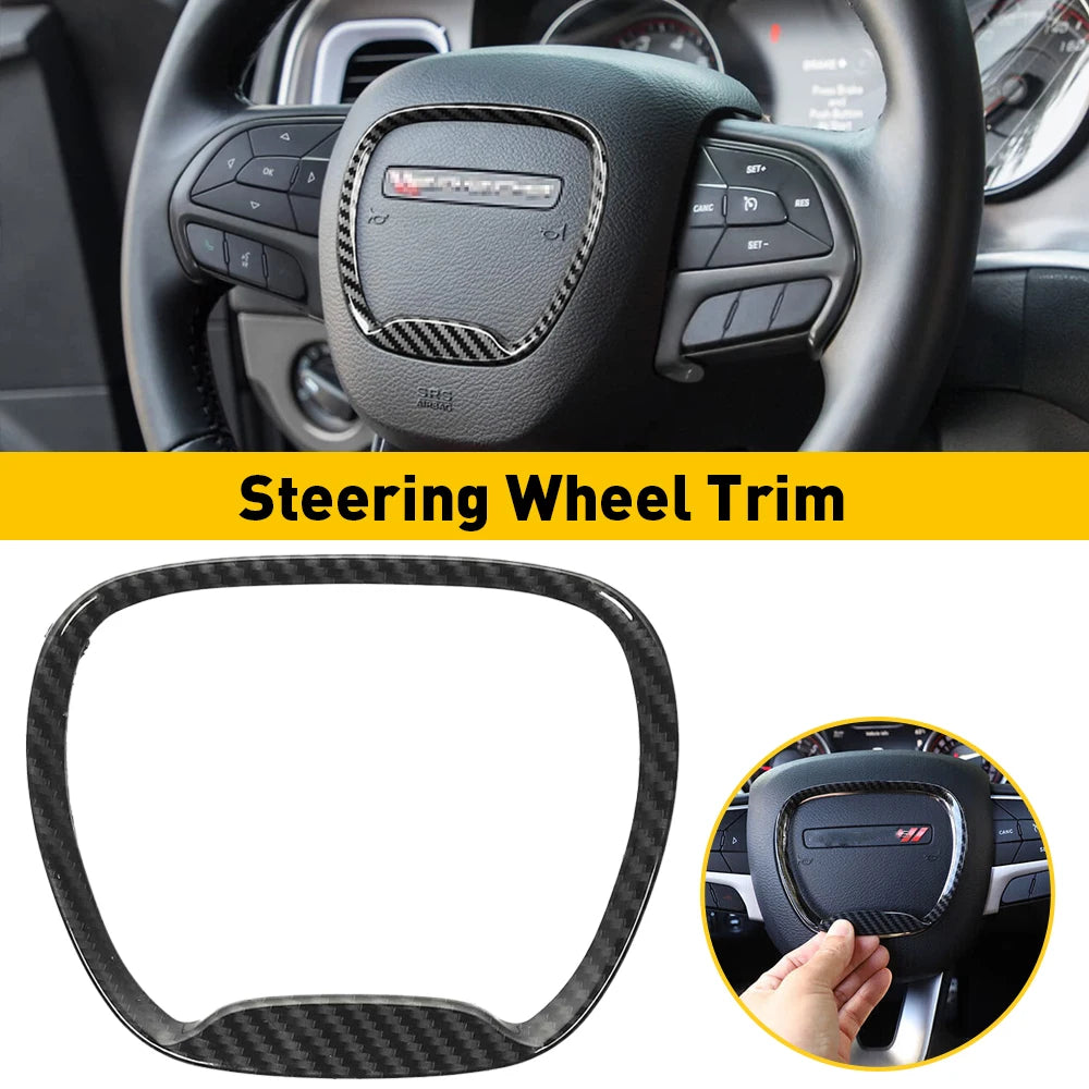 For Dodge Durango Charger Challenger 2015 2016 2017 2018 2019 2020 2021 2022 Car Accessories Stickers Steering Wheel Trim Cover
