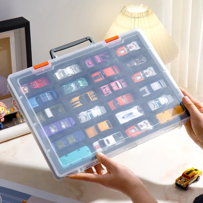 Car Model Storage Box, Matchbox Alloy Car Transparent Display Case, Toy Car Organizer, Partitioned Box for Collectibles