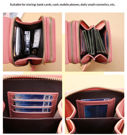 Homefish Women Touchscreen PU Leather Crossbody Mobile Phone Bag Multi Card Holder Mini Wallet For Daily Travel Outdoor Use